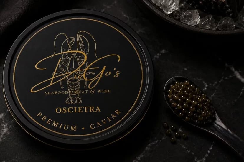 Boîte de caviar Oscietra chez DioGo's, restaurant de fruits de mer à Marbella